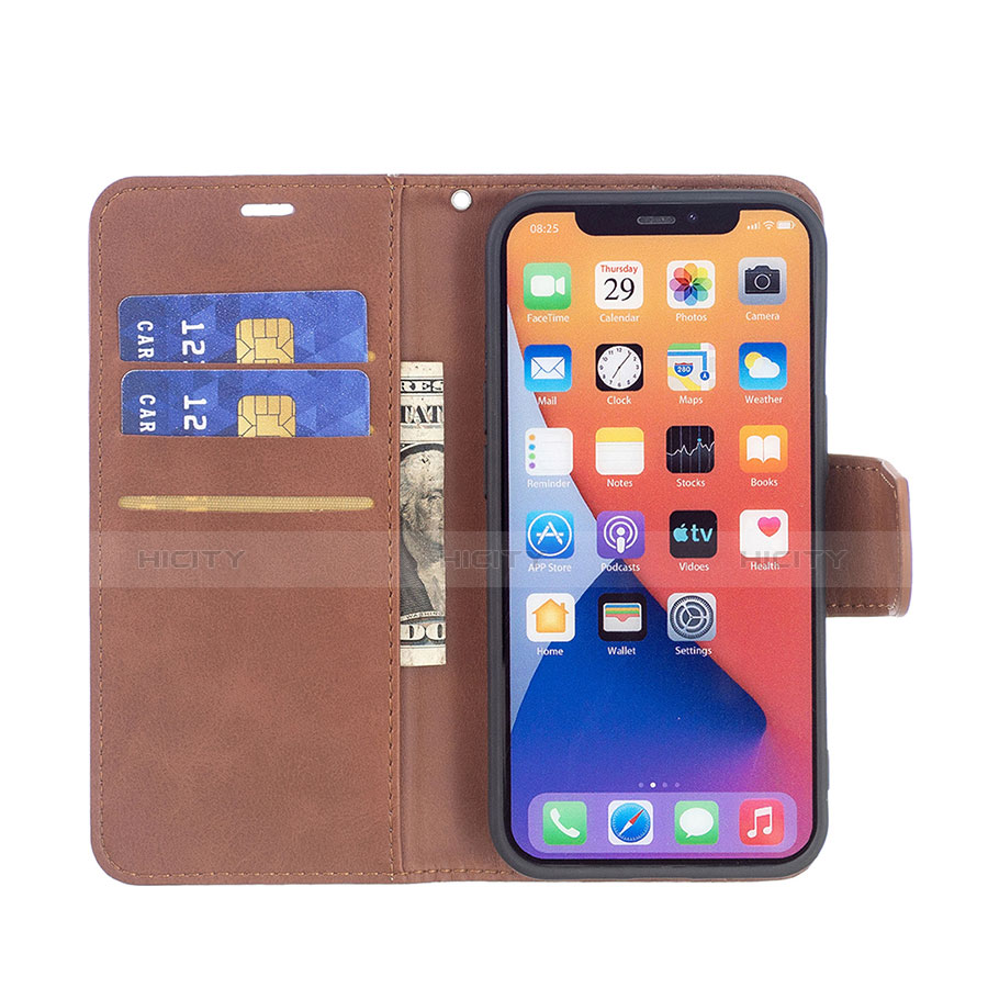 Coque Portefeuille Livre Cuir Etui Clapet L01 pour Apple iPhone 14 Plus Marron Plus