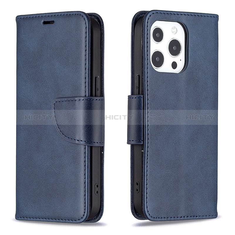 Coque Portefeuille Livre Cuir Etui Clapet L01 pour Apple iPhone 14 Pro Bleu Plus