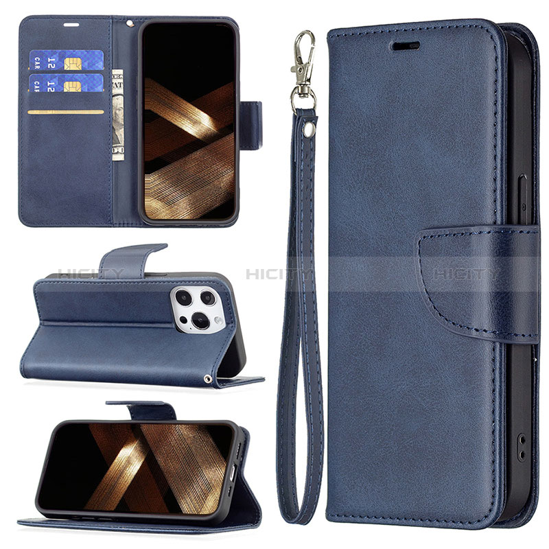 Coque Portefeuille Livre Cuir Etui Clapet L01 pour Apple iPhone 14 Pro Bleu Plus