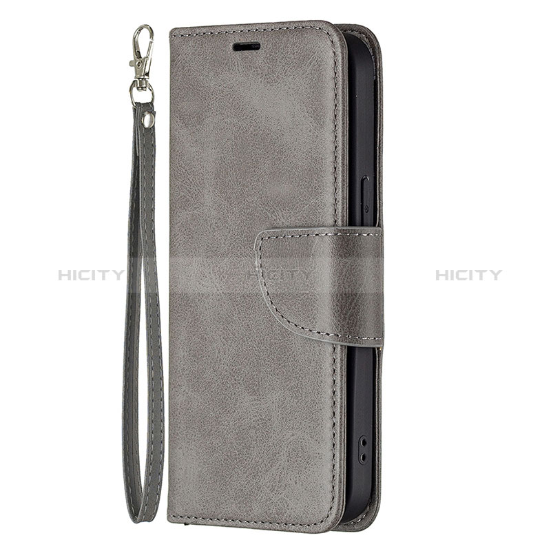 Coque Portefeuille Livre Cuir Etui Clapet L01 pour Apple iPhone 14 Pro Max Gris Fonce Plus