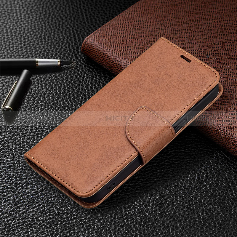 Coque Portefeuille Livre Cuir Etui Clapet L01 pour Apple iPhone 14 Pro Max Marron Plus