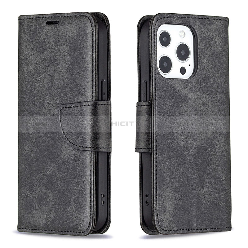 Coque Portefeuille Livre Cuir Etui Clapet L01 pour Apple iPhone 14 Pro Max Noir Plus