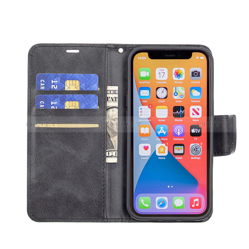 Coque Portefeuille Livre Cuir Etui Clapet L01 pour Apple iPhone 14 Pro Max Noir Plus