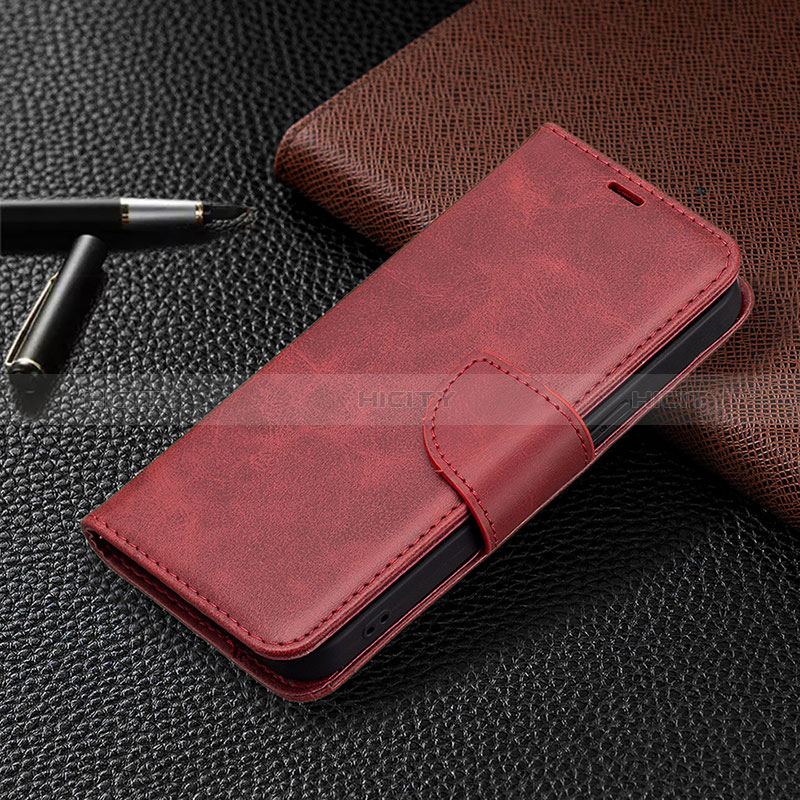 Coque Portefeuille Livre Cuir Etui Clapet L01 pour Apple iPhone 14 Pro Max Rouge Plus