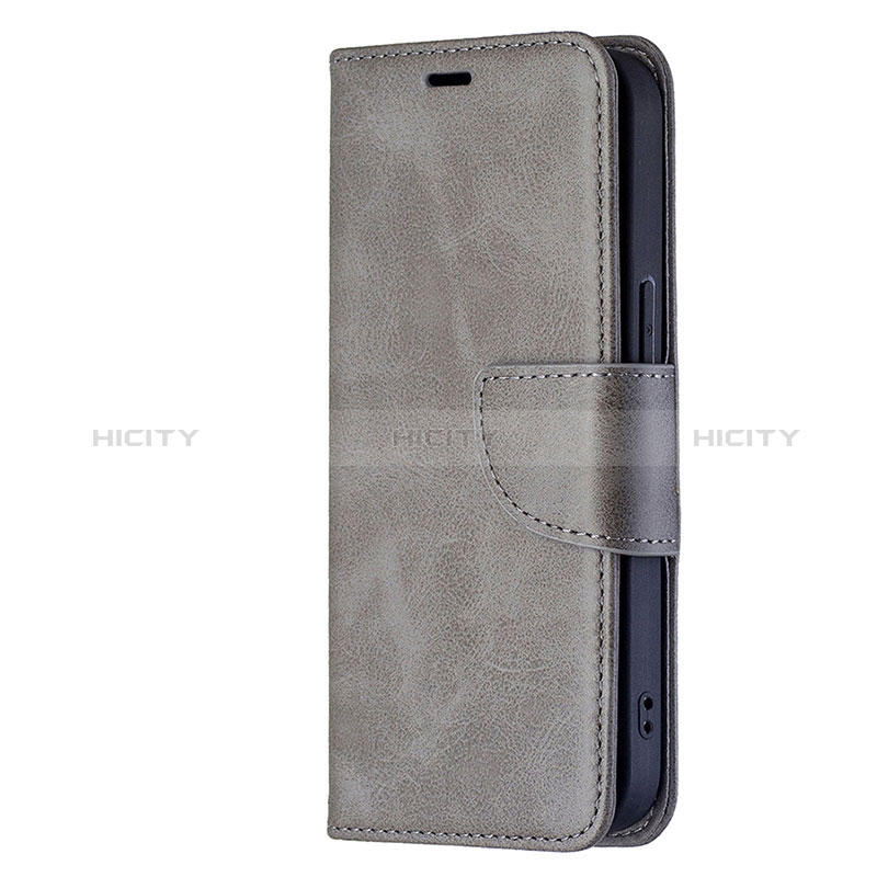 Coque Portefeuille Livre Cuir Etui Clapet L01 pour Apple iPhone 15 Gris Plus