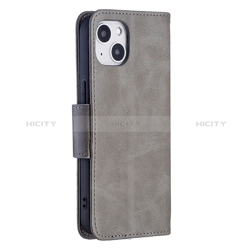 Coque Portefeuille Livre Cuir Etui Clapet L01 pour Apple iPhone 15 Gris Plus