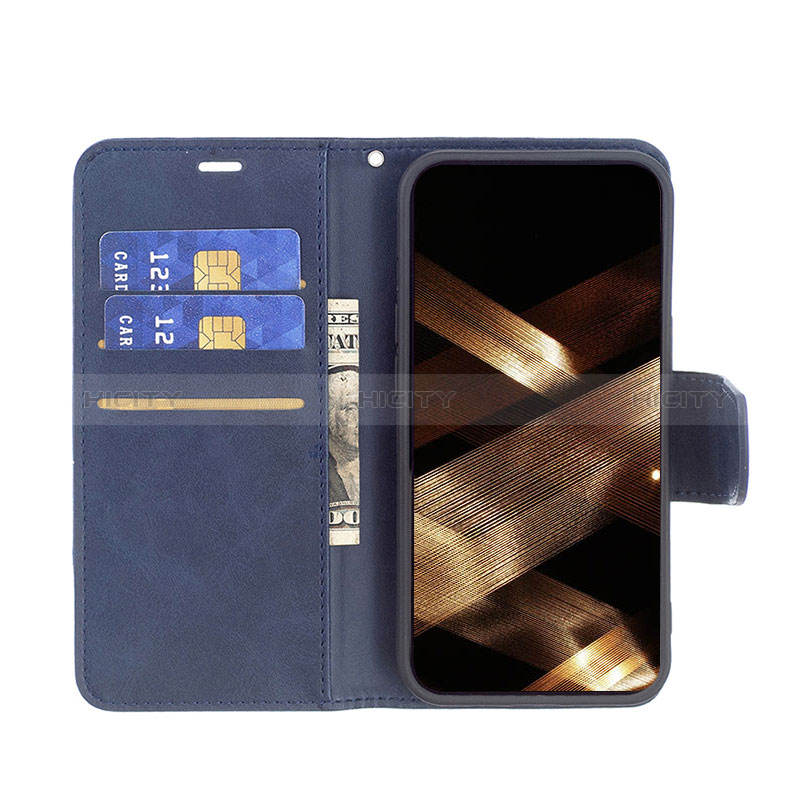 Coque Portefeuille Livre Cuir Etui Clapet L01 pour Apple iPhone 15 Plus Bleu Plus