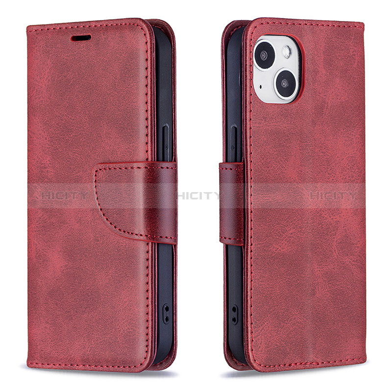 Coque Portefeuille Livre Cuir Etui Clapet L01 pour Apple iPhone 15 Plus Rouge Plus