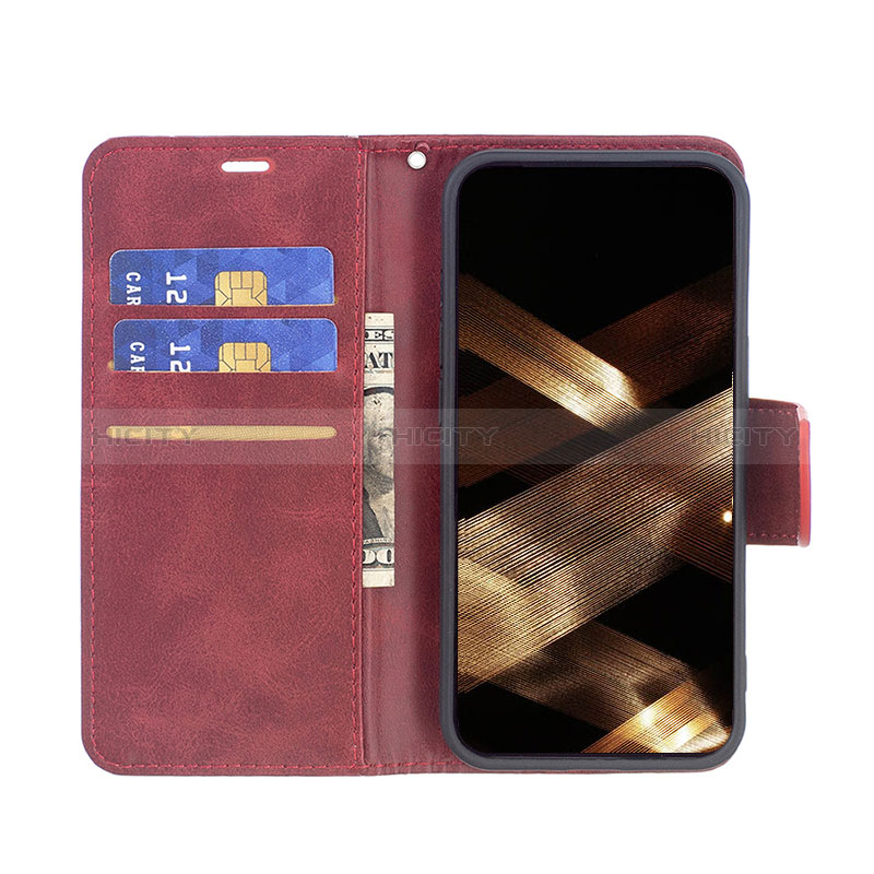 Coque Portefeuille Livre Cuir Etui Clapet L01 pour Apple iPhone 15 Plus Rouge Plus