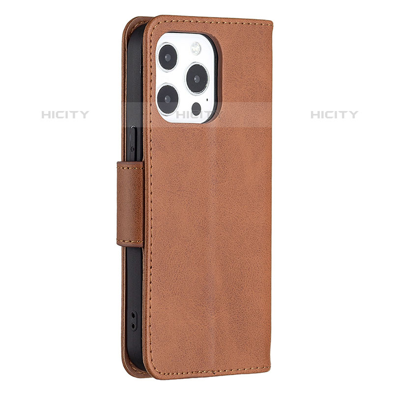 Coque Portefeuille Livre Cuir Etui Clapet L01 pour Apple iPhone 15 Pro Marron Plus