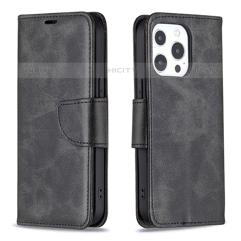 Coque Portefeuille Livre Cuir Etui Clapet L01 pour Apple iPhone 15 Pro Max Noir Plus