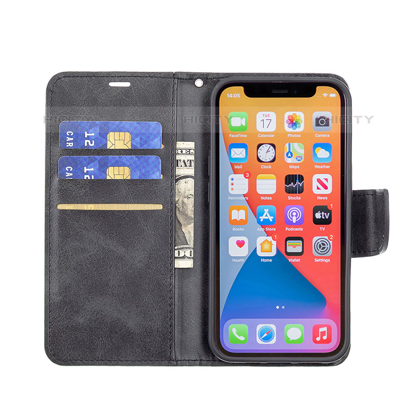 Coque Portefeuille Livre Cuir Etui Clapet L01 pour Apple iPhone 15 Pro Max Noir Plus