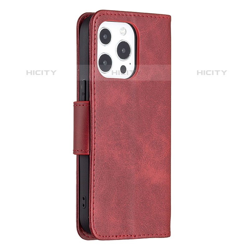 Coque Portefeuille Livre Cuir Etui Clapet L01 pour Apple iPhone 15 Pro Max Rouge Plus