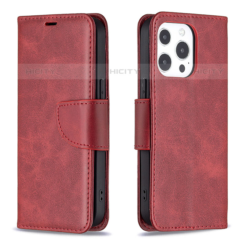 Coque Portefeuille Livre Cuir Etui Clapet L01 pour Apple iPhone 16 Pro Max Rouge Plus