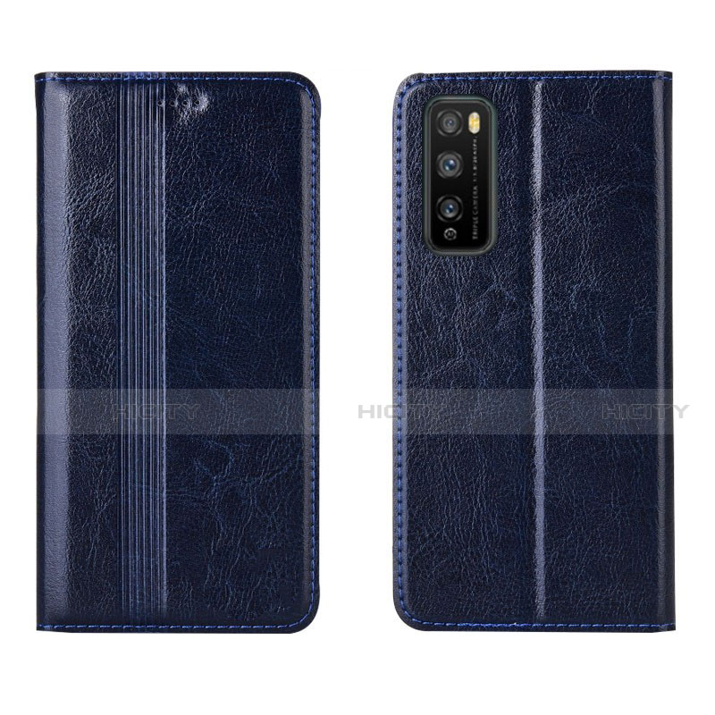 Coque Portefeuille Livre Cuir Etui Clapet L01 pour Huawei Enjoy Z 5G Bleu Plus