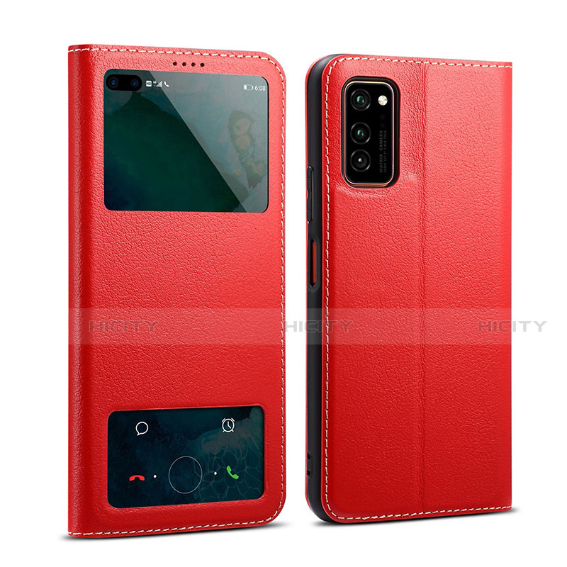 Coque Portefeuille Livre Cuir Etui Clapet L01 pour Huawei Honor View 30 Pro 5G Rouge Plus