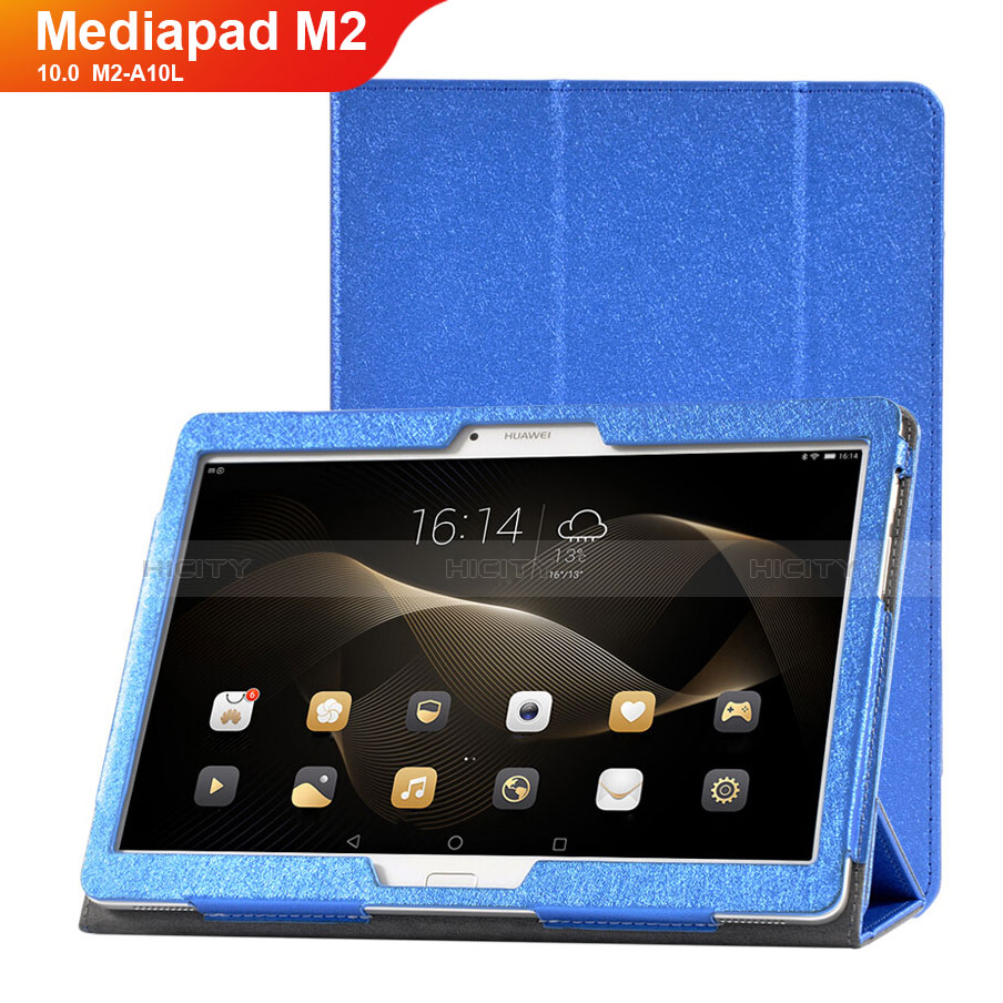 Coque Portefeuille Livre Cuir Etui Clapet L01 pour Huawei MediaPad M2 10.0 M2-A10L Bleu Plus