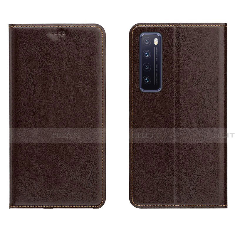 Coque Portefeuille Livre Cuir Etui Clapet L01 pour Huawei Nova 7 5G Marron Plus