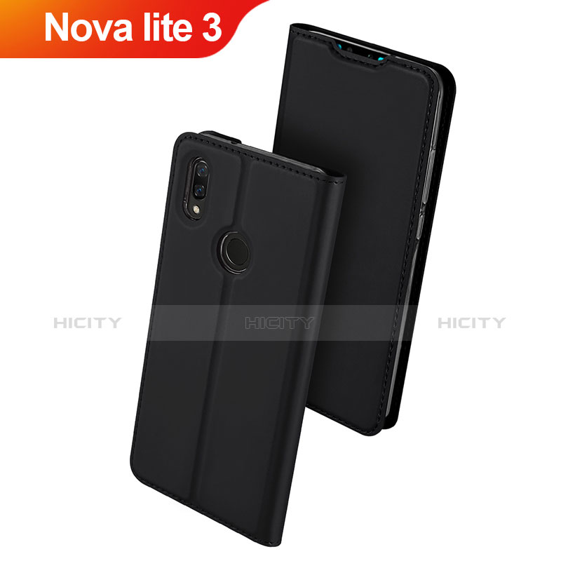 Coque Portefeuille Livre Cuir Etui Clapet L01 pour Huawei Nova Lite 3 Noir Plus