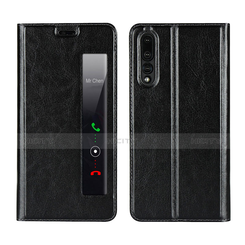 Coque Portefeuille Livre Cuir Etui Clapet L01 pour Huawei P20 Pro Noir Plus