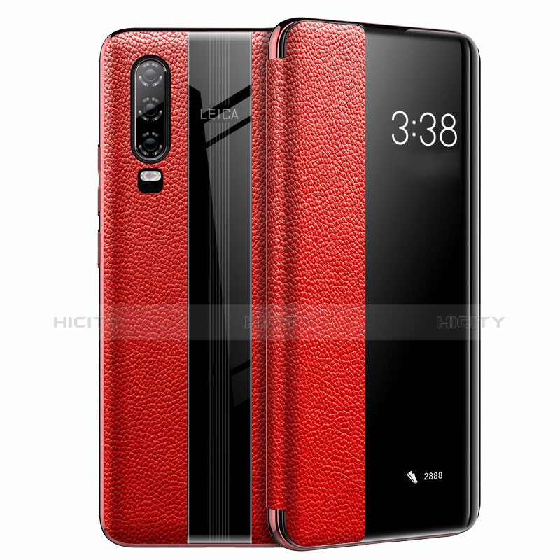 Coque Portefeuille Livre Cuir Etui Clapet L01 pour Huawei P30 Rouge Plus