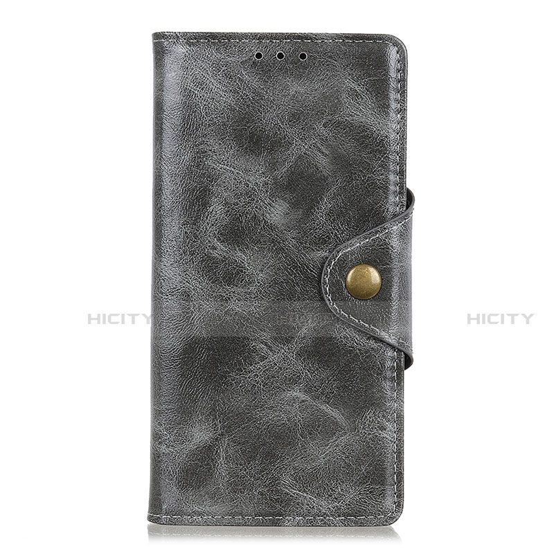 Coque Portefeuille Livre Cuir Etui Clapet L01 pour Huawei Y8p Gris Plus