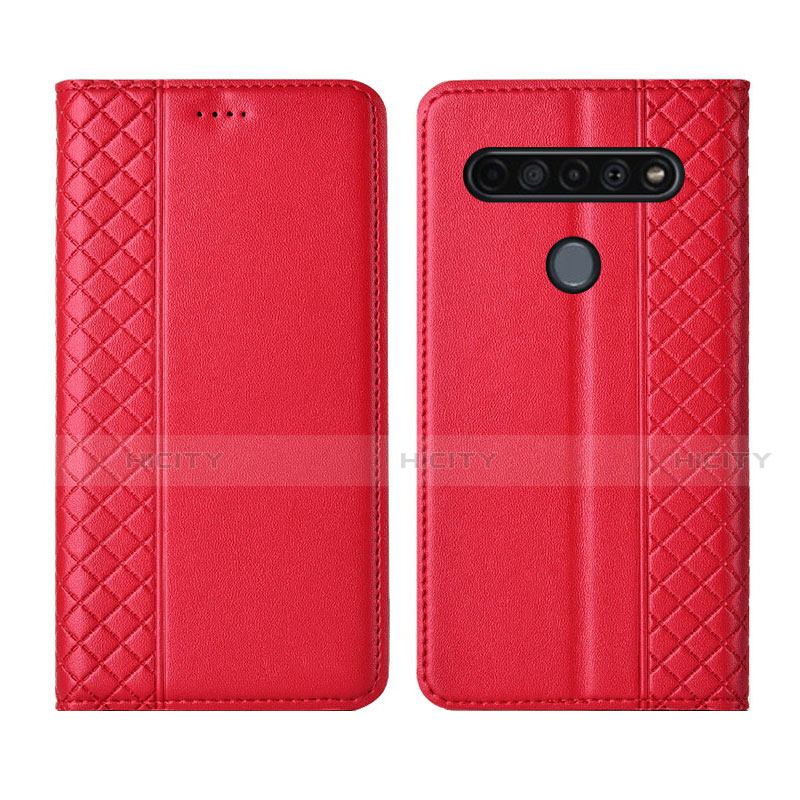 Coque Portefeuille Livre Cuir Etui Clapet L01 pour LG K51S Rouge Plus