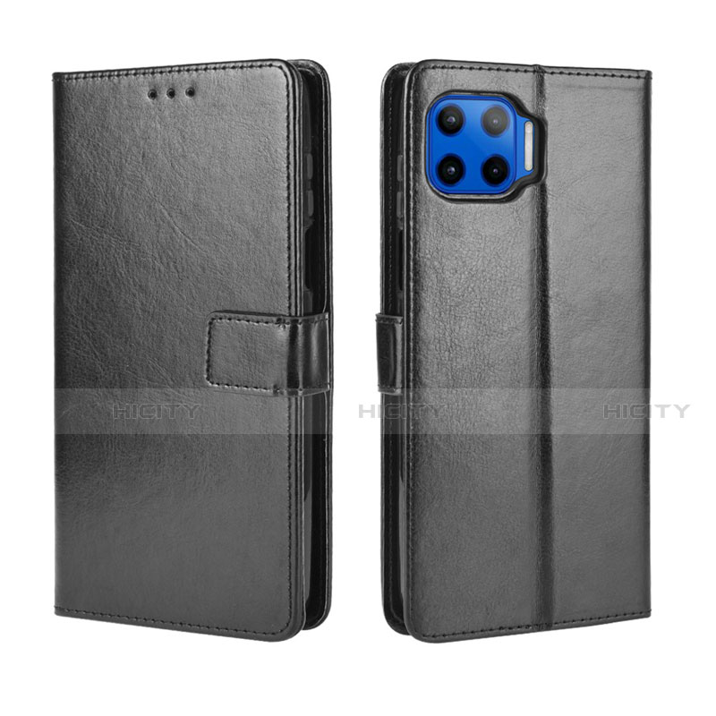 Coque Portefeuille Livre Cuir Etui Clapet L01 pour Motorola Moto G 5G Plus Noir Plus