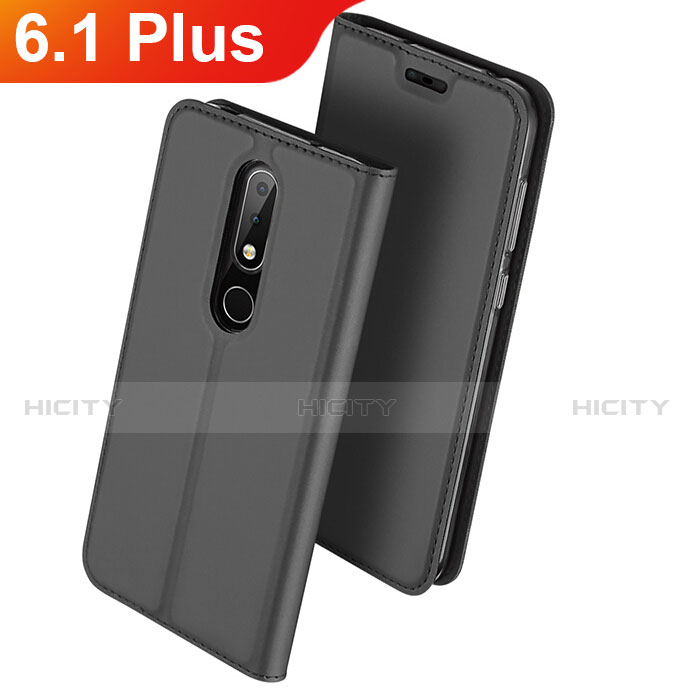 Coque Portefeuille Livre Cuir Etui Clapet L01 pour Nokia 6.1 Plus Noir Plus