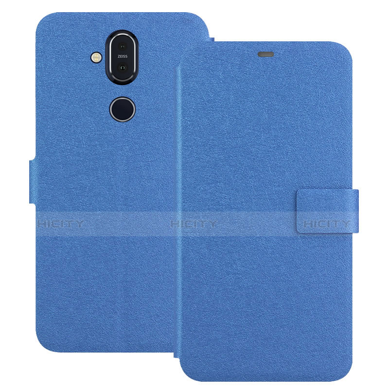 Coque Portefeuille Livre Cuir Etui Clapet L01 pour Nokia 7.1 Plus Bleu Plus