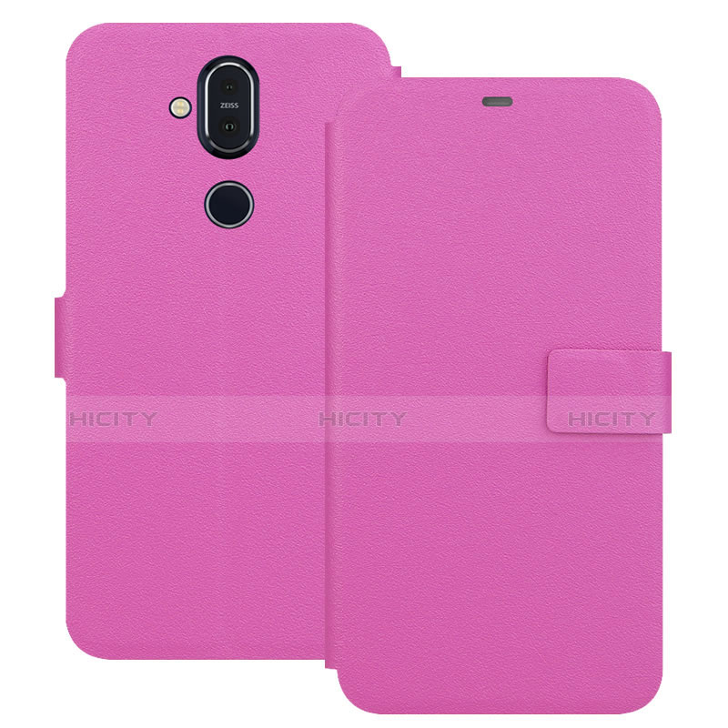 Coque Portefeuille Livre Cuir Etui Clapet L01 pour Nokia X7 Rose Plus