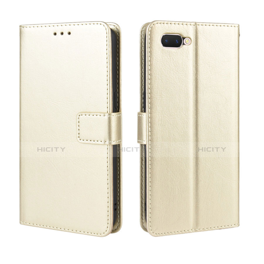 Coque Portefeuille Livre Cuir Etui Clapet L01 pour Oppo A12e Or Plus