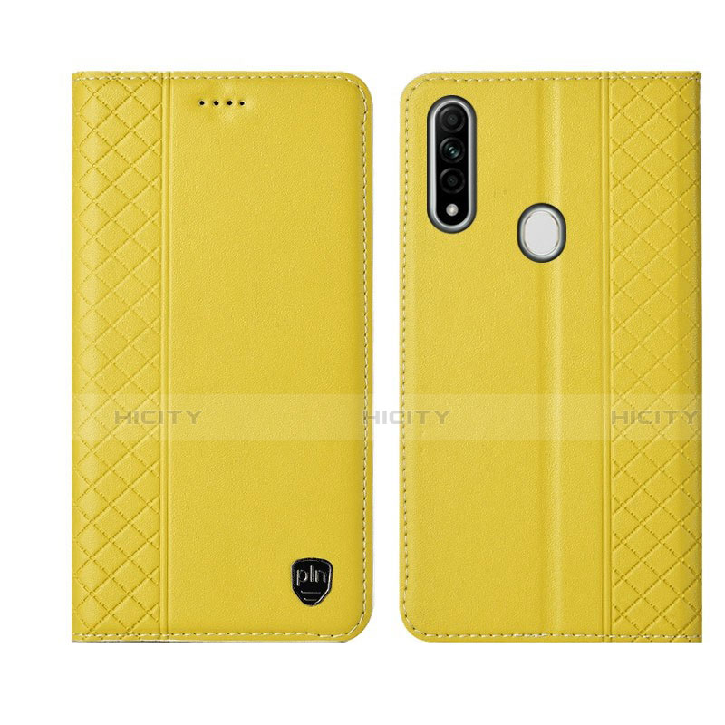 Coque Portefeuille Livre Cuir Etui Clapet L01 pour Oppo A31 Jaune Plus