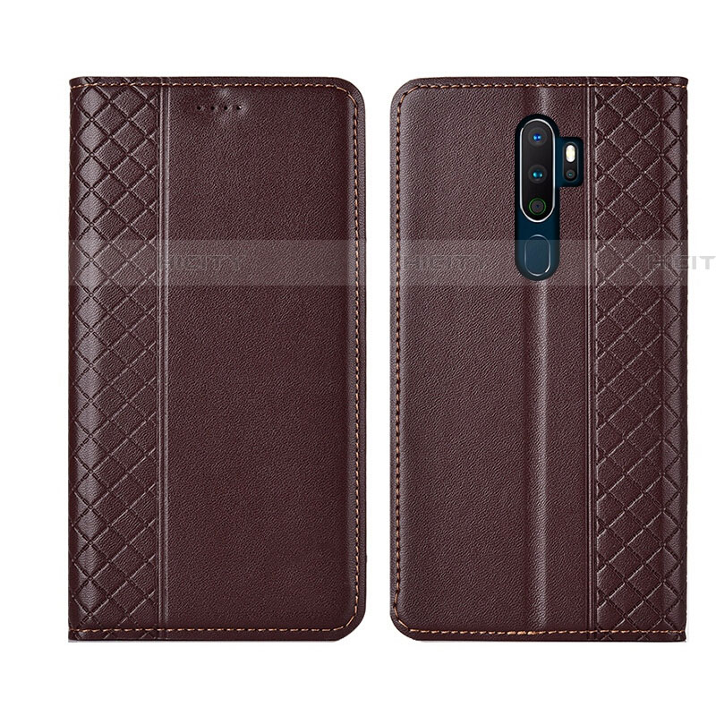 Coque Portefeuille Livre Cuir Etui Clapet L01 pour Oppo A5 (2020) Marron Plus