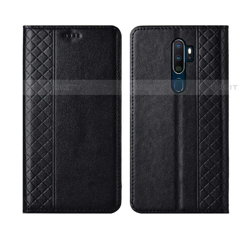 Coque Portefeuille Livre Cuir Etui Clapet L01 pour Oppo A5 (2020) Noir Plus