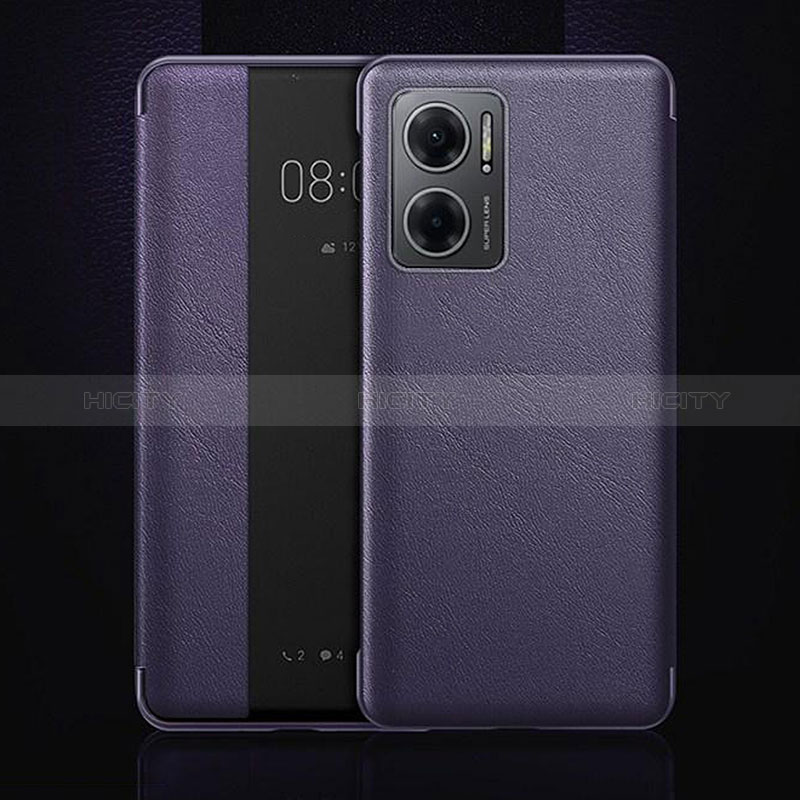 Coque Portefeuille Livre Cuir Etui Clapet L01 pour Oppo A57 5G Violet Plus