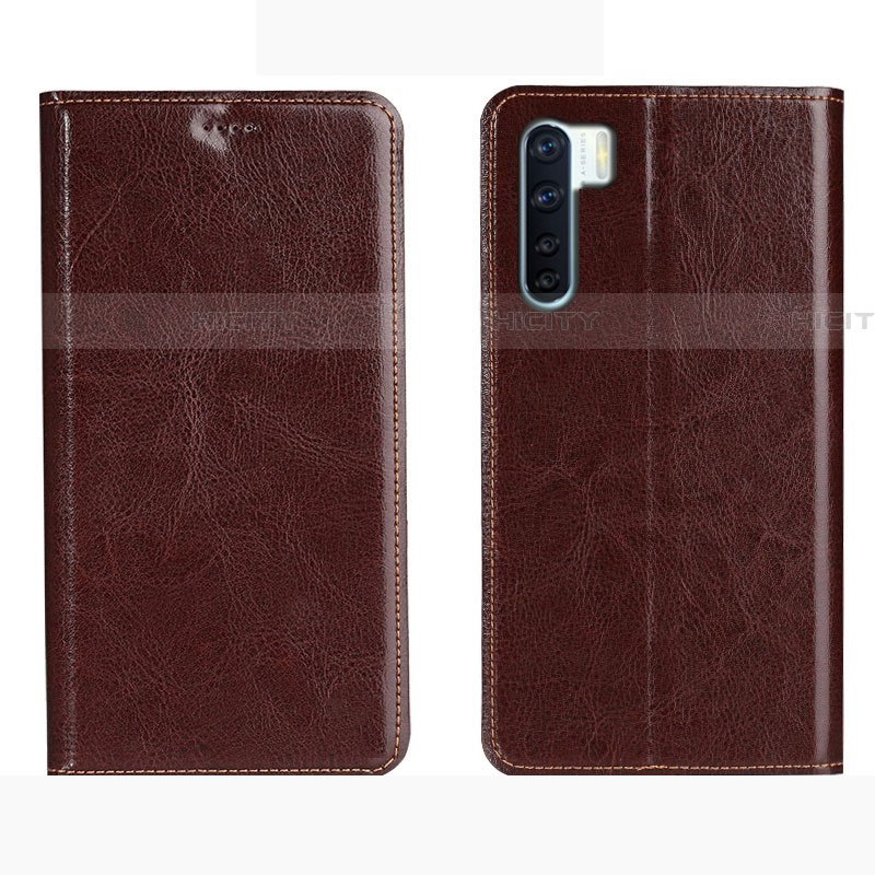 Coque Portefeuille Livre Cuir Etui Clapet L01 pour Oppo A91 Marron Plus