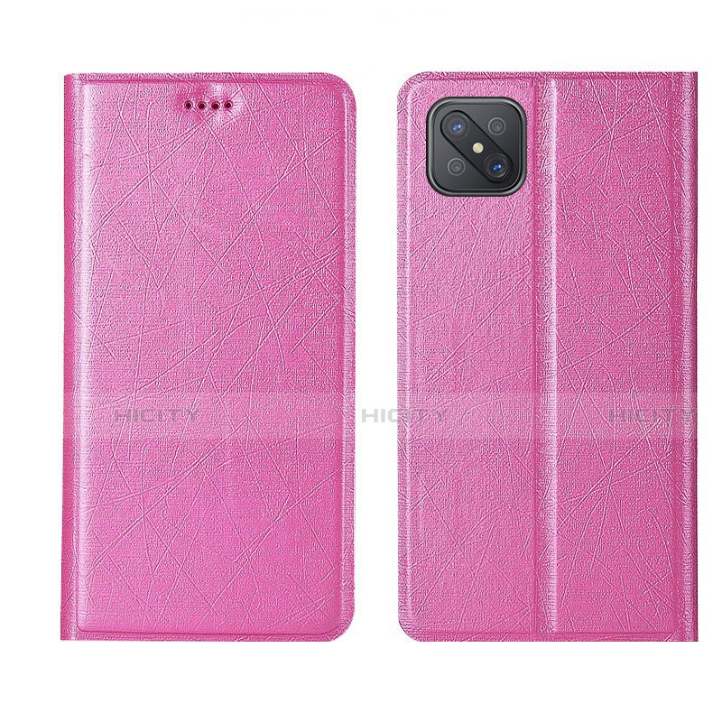 Coque Portefeuille Livre Cuir Etui Clapet L01 pour Oppo A92s 5G Rose Plus