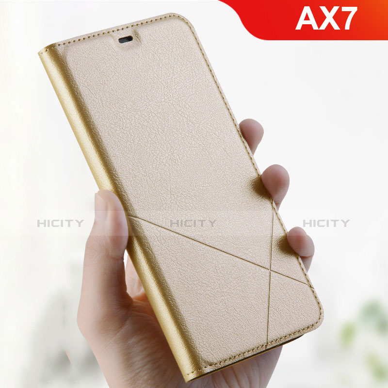 Coque Portefeuille Livre Cuir Etui Clapet L01 pour Oppo AX7 Or Plus