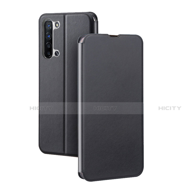 Coque Portefeuille Livre Cuir Etui Clapet L01 pour Oppo F15 Noir Plus