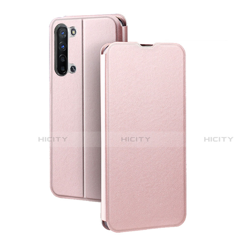 Coque Portefeuille Livre Cuir Etui Clapet L01 pour Oppo F15 Or Rose Plus