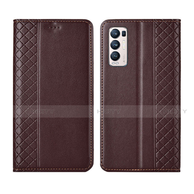 Coque Portefeuille Livre Cuir Etui Clapet L01 pour Oppo Find X3 Neo 5G Marron Plus