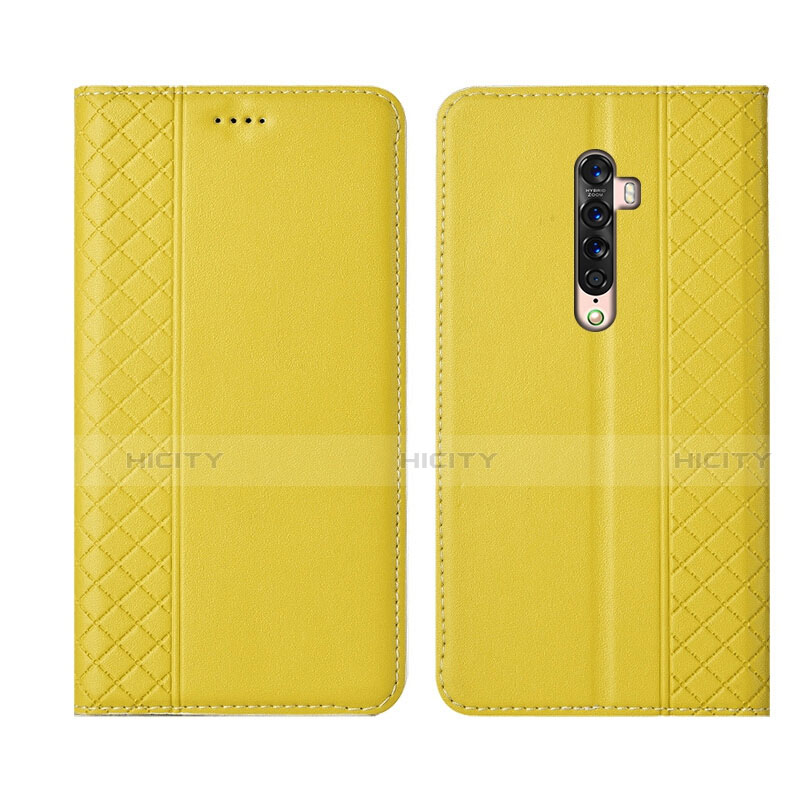 Coque Portefeuille Livre Cuir Etui Clapet L01 pour Oppo Reno2 Jaune Plus