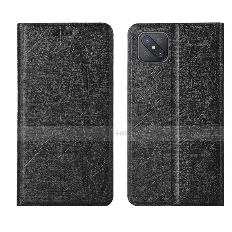 Coque Portefeuille Livre Cuir Etui Clapet L01 pour Oppo Reno4 Z 5G Noir Plus