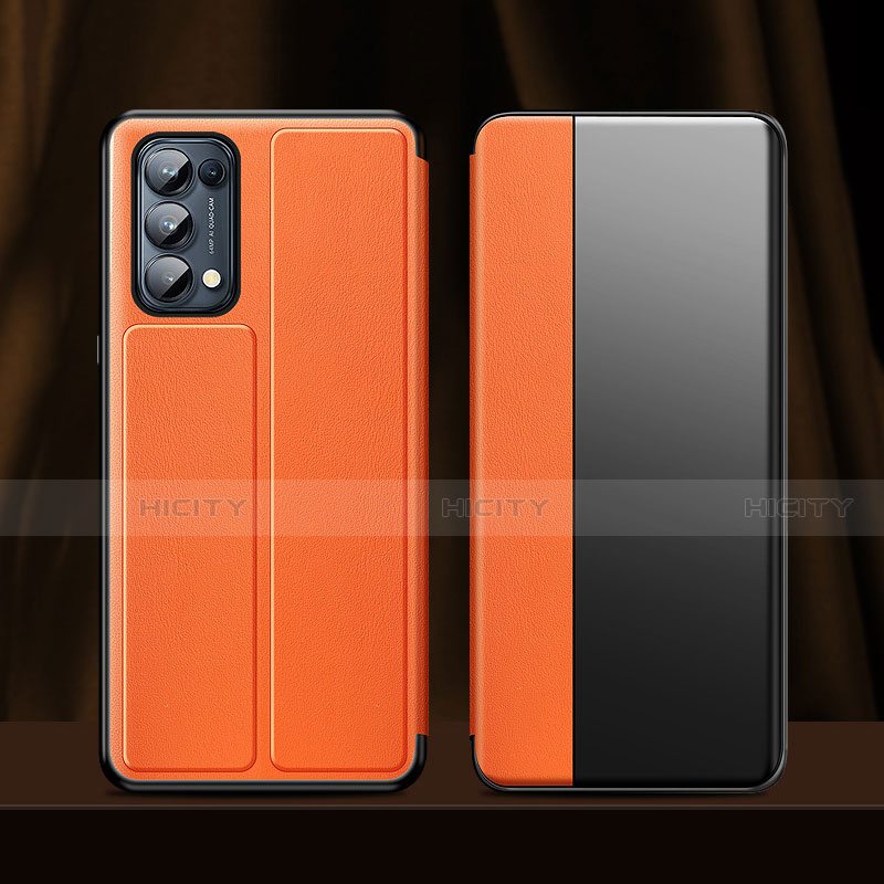 Coque Portefeuille Livre Cuir Etui Clapet L01 pour Oppo Reno5 Pro 5G Orange Plus