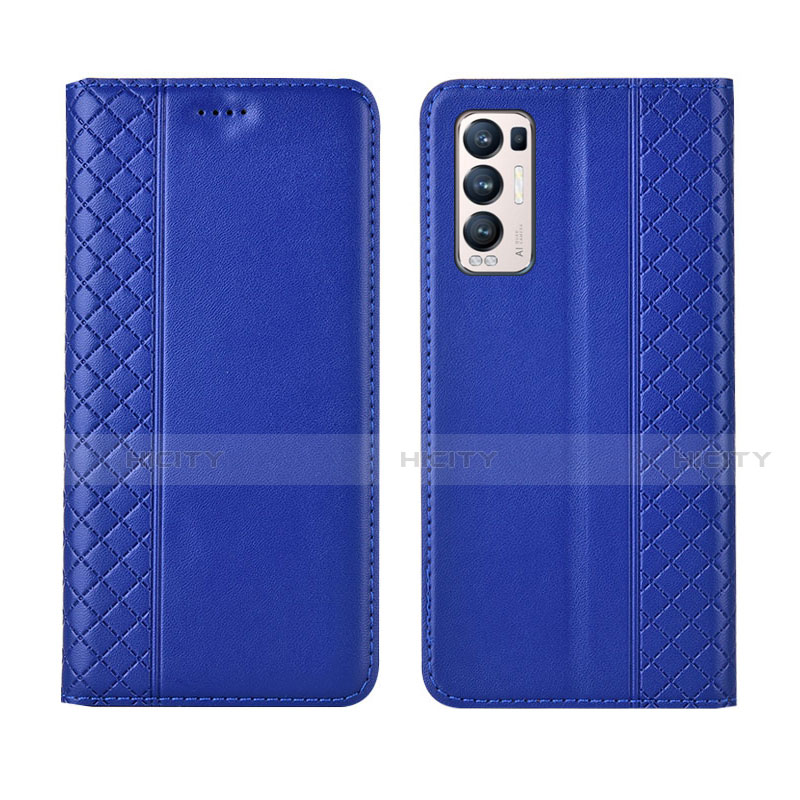 Coque Portefeuille Livre Cuir Etui Clapet L01 pour Oppo Reno5 Pro+ Plus 5G Bleu Plus