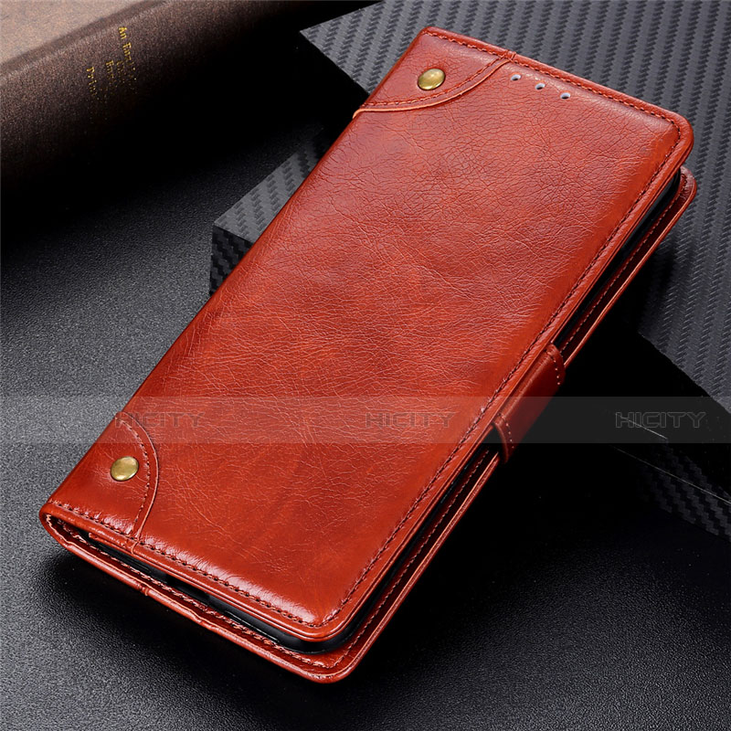 Coque Portefeuille Livre Cuir Etui Clapet L01 pour Realme 7 Brun Clair Plus