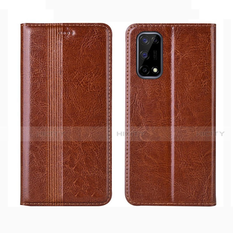 Coque Portefeuille Livre Cuir Etui Clapet L01 pour Realme Narzo 30 Pro 5G Brun Clair Plus