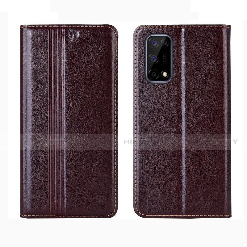 Coque Portefeuille Livre Cuir Etui Clapet L01 pour Realme Q2 5G Marron Plus