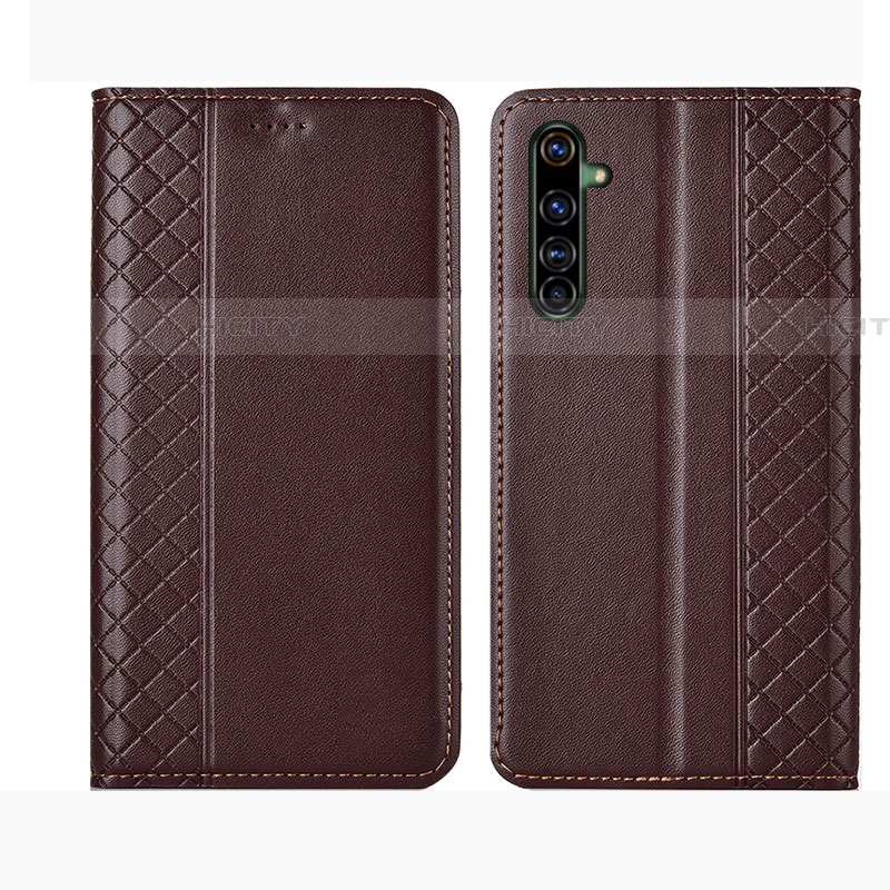 Coque Portefeuille Livre Cuir Etui Clapet L01 pour Realme X50 Pro 5G Marron Plus